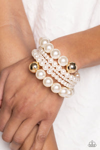 Paparazzi Pleasing Pirouette - Gold Pearl Bracelet