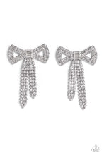 Load image into Gallery viewer, Paparazzi Just BOW With It - White Rhinestone Earring
