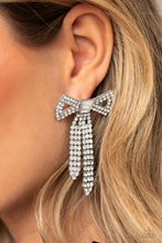 Load image into Gallery viewer, Paparazzi Just BOW With It - White Rhinestone Earring
