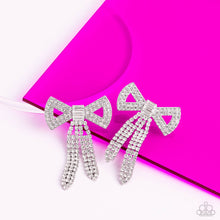 Load image into Gallery viewer, Paparazzi Just BOW With It - White Rhinestone Earring
