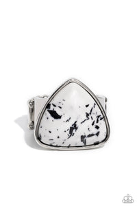 Paparazzi Patterned Paladin - White Stone Ring