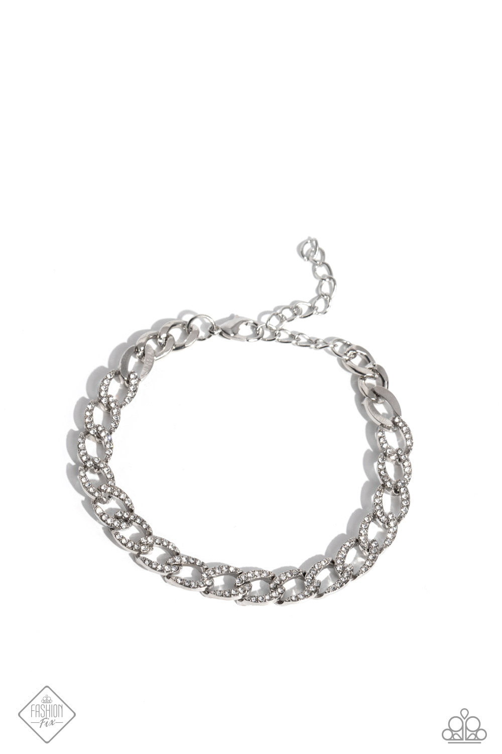 Paparazzi Freethinking Finish - White Rhinestone Bracelet