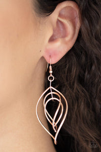 ASYMMETRICAL ALLURE - PAPARAZZI - ROSE GOLD TEARDROP FRAME EARRINGS