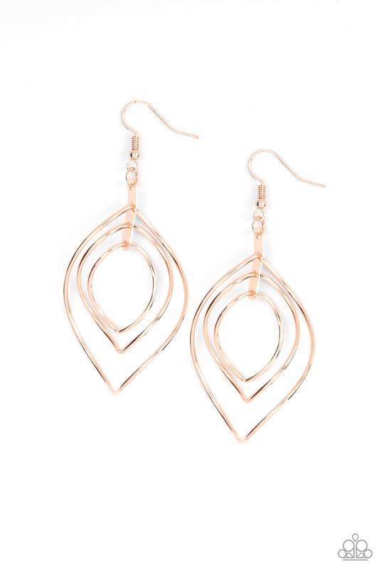 ASYMMETRICAL ALLURE - PAPARAZZI - ROSE GOLD TEARDROP FRAME EARRINGS