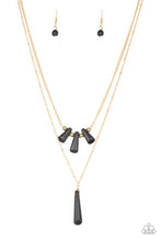 Load image into Gallery viewer, BASIC GROUNDWORK - BLACK STONE GOLD LAYERED NECKLACE - PAPARAZZI
