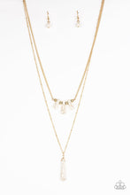Load image into Gallery viewer, BASIC GROUNDWORK - GOLD WHITE CRACKED STONE LAYERED NECKLACE - PAPARAZZI
