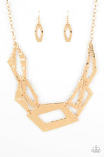 Load image into Gallery viewer, BREAK THE MOLD - PAPARAZZI - GOLD HAMMERED PLATES ASYMMETRICAL SHAPES NECKLACE
