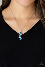 Load image into Gallery viewer, CLASSICALLY CLUSTERED - BLUE RHINESTONE CLUSTER SILVER PENDANT NECKLACE - PAPARAZZI
