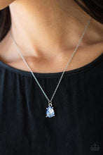Load image into Gallery viewer, Classy Classicist - Blue Teardrop Silver Necklace Paparazzi
