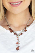 Load image into Gallery viewer, CRYSTAL COUTURE - PAPARAZZI - BROWN AND SILVER BEAD Y NECKLACE
