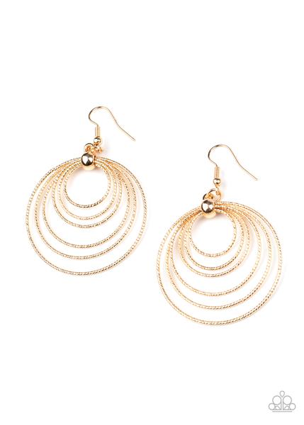 Elliptical Elegance - gold - Paparazzi earrings