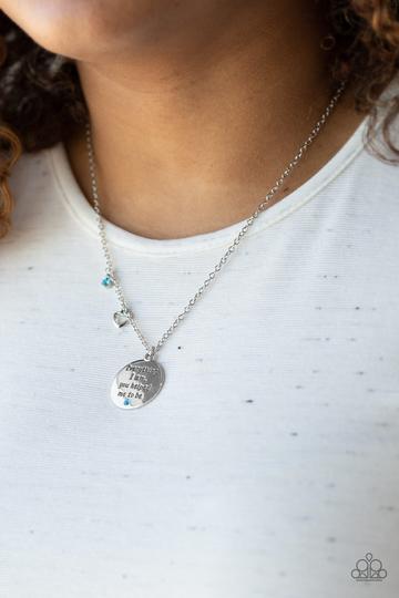 EVERYTHING I AM - BLUE RHINESTONE STAMPED PENDANT NECKLACE Paparazzi