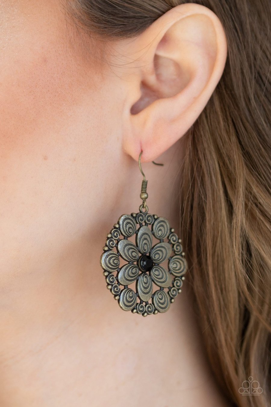 Grove Groove - Brass Earring  Paparazzi