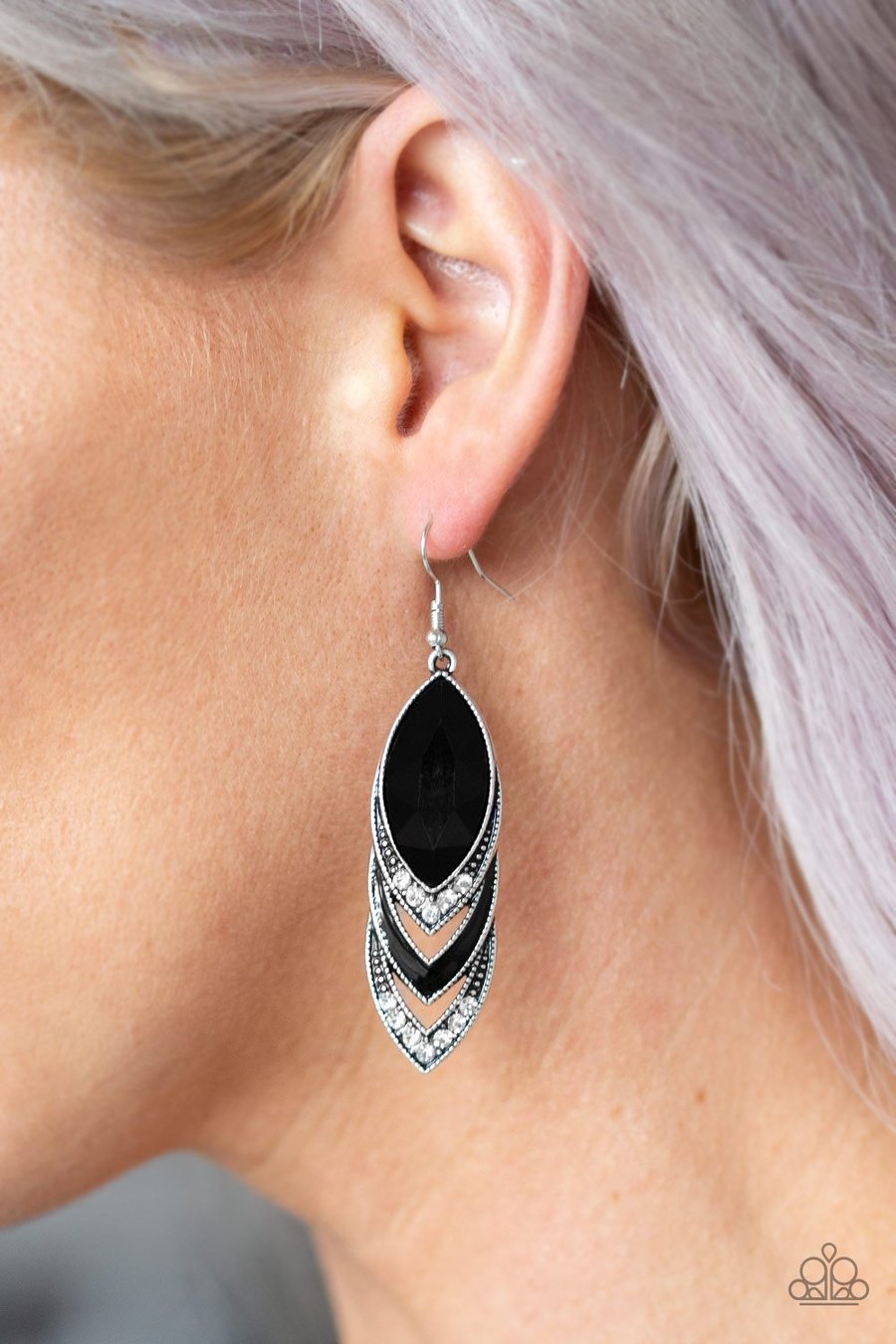 High End Highness - Black - Paparazzi earrings