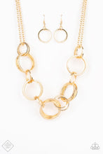Load image into Gallery viewer, JUMP INTO THE RING - PAPARAZZI - GOLD HAMMERED HOOP NECKLACE
