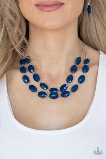 MAX VOLUME - BLUE BEAD SILVER LAYERED NECKLACE