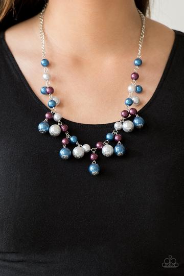 SOON TO BE MRS. - MULTI BLUE AND PURPLE PEARL NECKLACE - PAPARAZZI