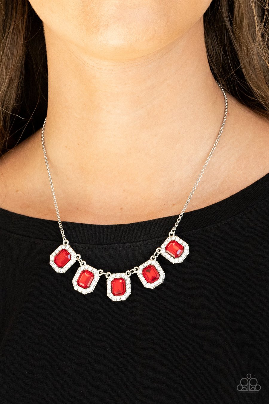 NEXT LEVEL LUSTER - RED GEM SILVER NECKLACE - PAPARAZZI