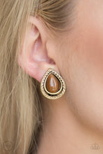 Load image into Gallery viewer, Noteworthy Shimmer - brass - Paparazzi CLIP ON earrings
