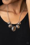 ONE CAN ONLY GLEAM - BROWN CATS EYE STONE SILVER NECKLACE - PAPARAZZI