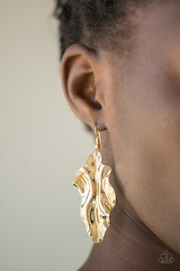 PAPARAZZI FALL INTO FALL - GOLD LEAF PLATE EARRINGS