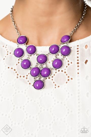 POP-YOU-LAR DEMAND -PURPLE BEAD SILVER NECKLACE Paparazzi