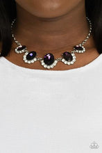 Load image into Gallery viewer, THE QUEEN DEMANDS IT - PURPLE GEM WHITE RHINESTONE SILVER NECKLACE - PAPARAZZI
