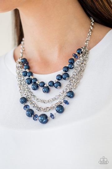 ROCKIN ROCKETTE - BLUE PEARL SILVER NECKLACE - PAPARAZZI