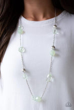 Load image into Gallery viewer, ROYAL ROLLER - PAPARAZZI - GREEN GLASSY AND OPAQUE BEAD SILVER NECKLACE
