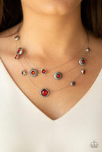 Load image into Gallery viewer, SHEER THING! - RED RHINESTONE SILVER WIRE NECKLACE Paparazzi
