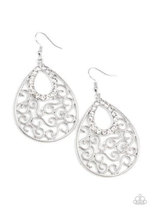 Seize the Stage - white - Paparazzi earrings