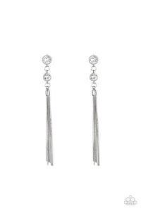 Tassel Twinkle - Silver Tassel Earring Paparazzi