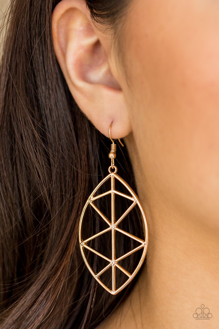 UNBREAKABLE - PAPARAZZI - GOLD GEOMETRIC FRAME EARRINGS