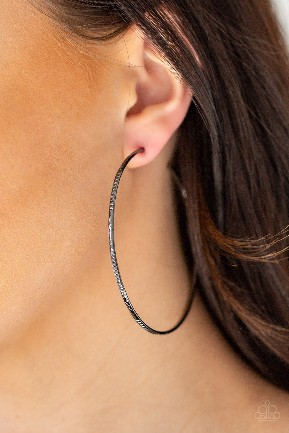 Sleek Fleek - Black Hoop Earring Paparazzi