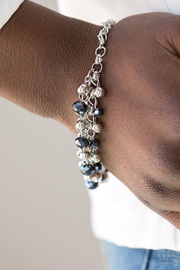 JUST FOR THE FUND OF IT! - BLUE AND SILVER BEAD BRACELET - PAPARAZZI