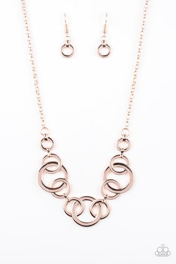 Paparazzi Going In Circles - Rose Gold Necklace