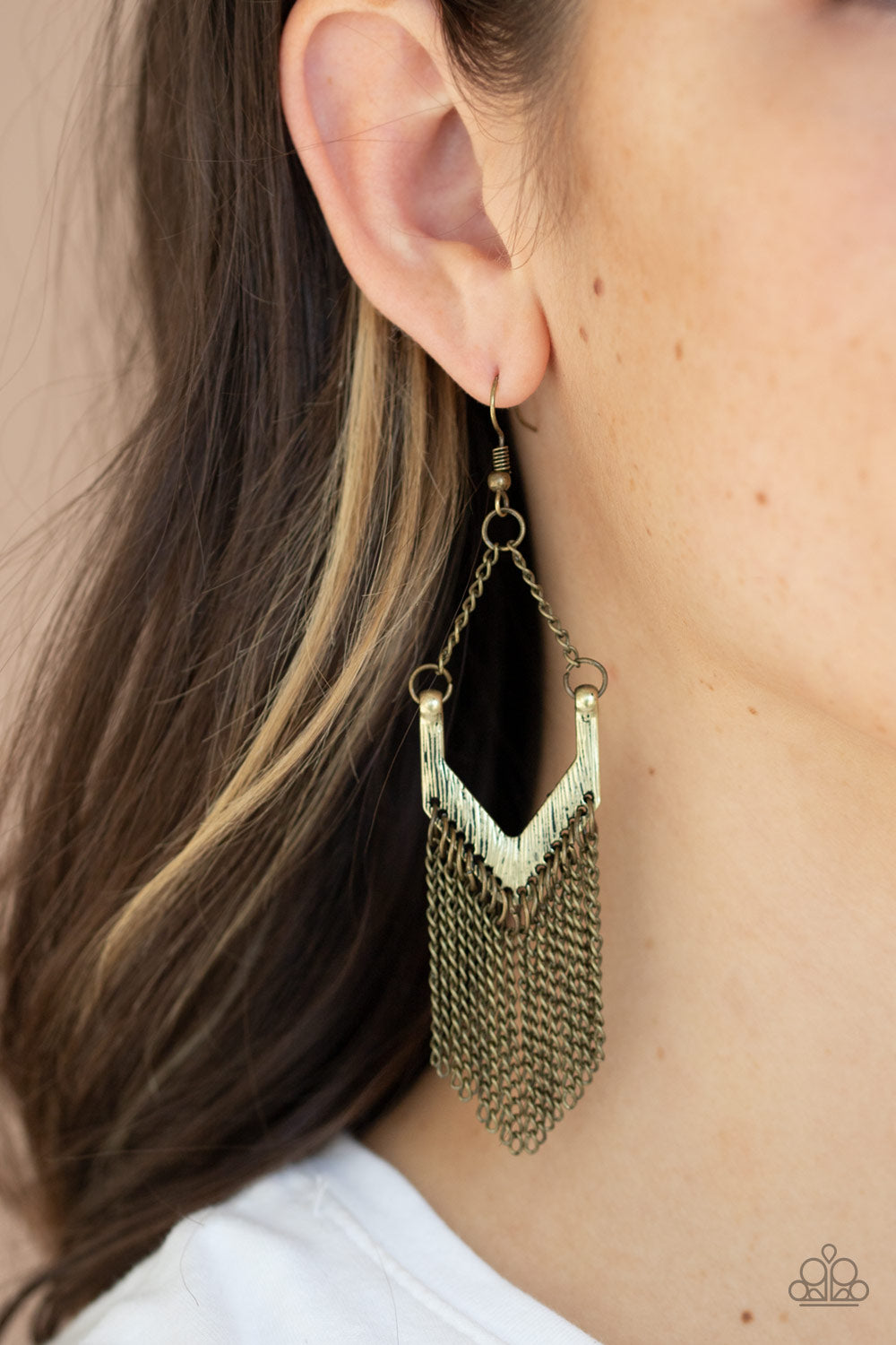 Unchained Fashion - Brass Earrings Paparazzi