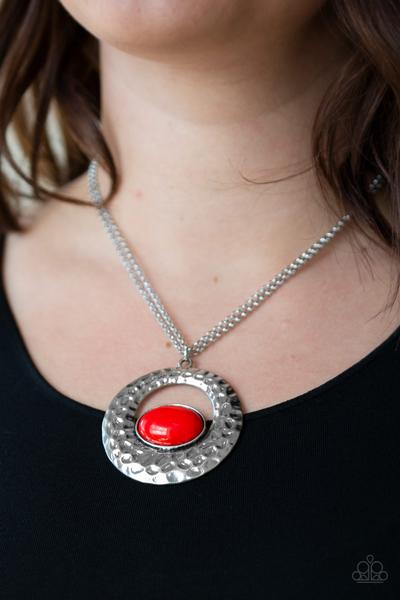 Viva Vivacious-Red Silver Necklace Paparazzi